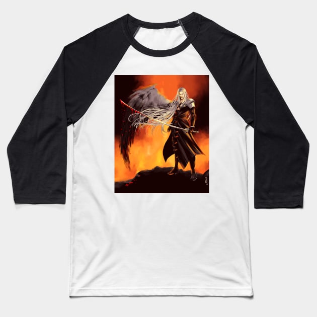 Sephiroth Baseball T-Shirt by Saoghal